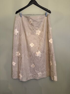 Vintage Robert Kitchen Linen Blend Embroidered Maxi Skirt - Size 14